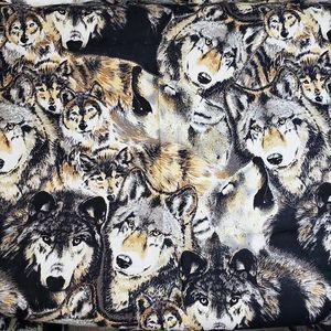 C S Shamash Cool Black and Gray Wolf Fabric 43"x38"